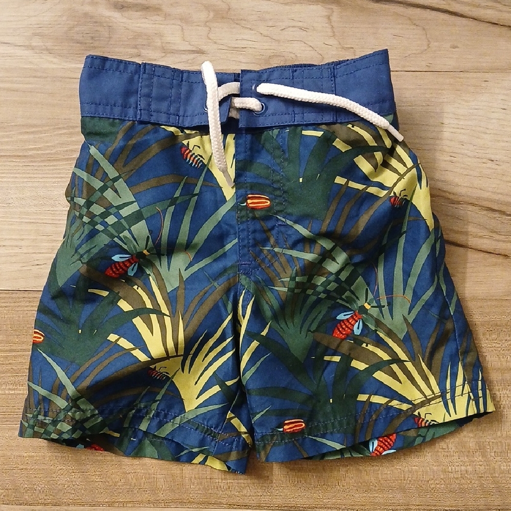 Gymboree Jungle Adventure Swim Trunks - Blue and Green Size 6-12 Months (E)